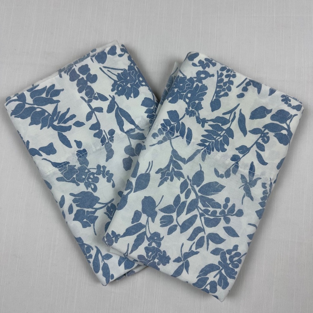 Martha Stewart Everyday Vintage Blue Floral Pillowcase Set Standard King 2pc